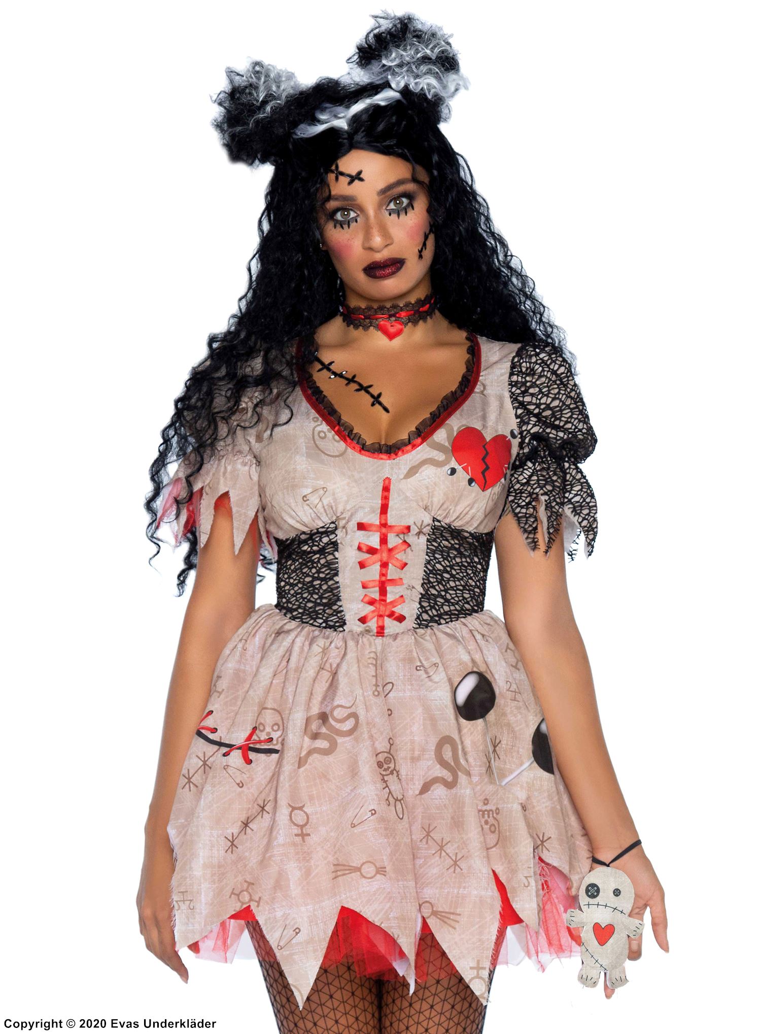 Voodoo-Puppe, Kostüm-Kleid, Stiche, Lumpen